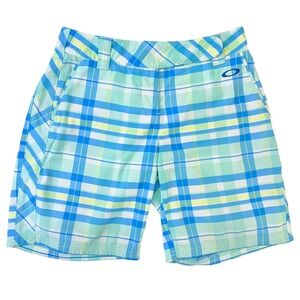 Oakley Golf Shorts Womens 8 Blue Green Plaid Check Performance 541222P SP13